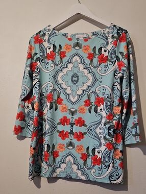 Charter Club  Foral Medallion and PAISLEY  KNIT TOP M